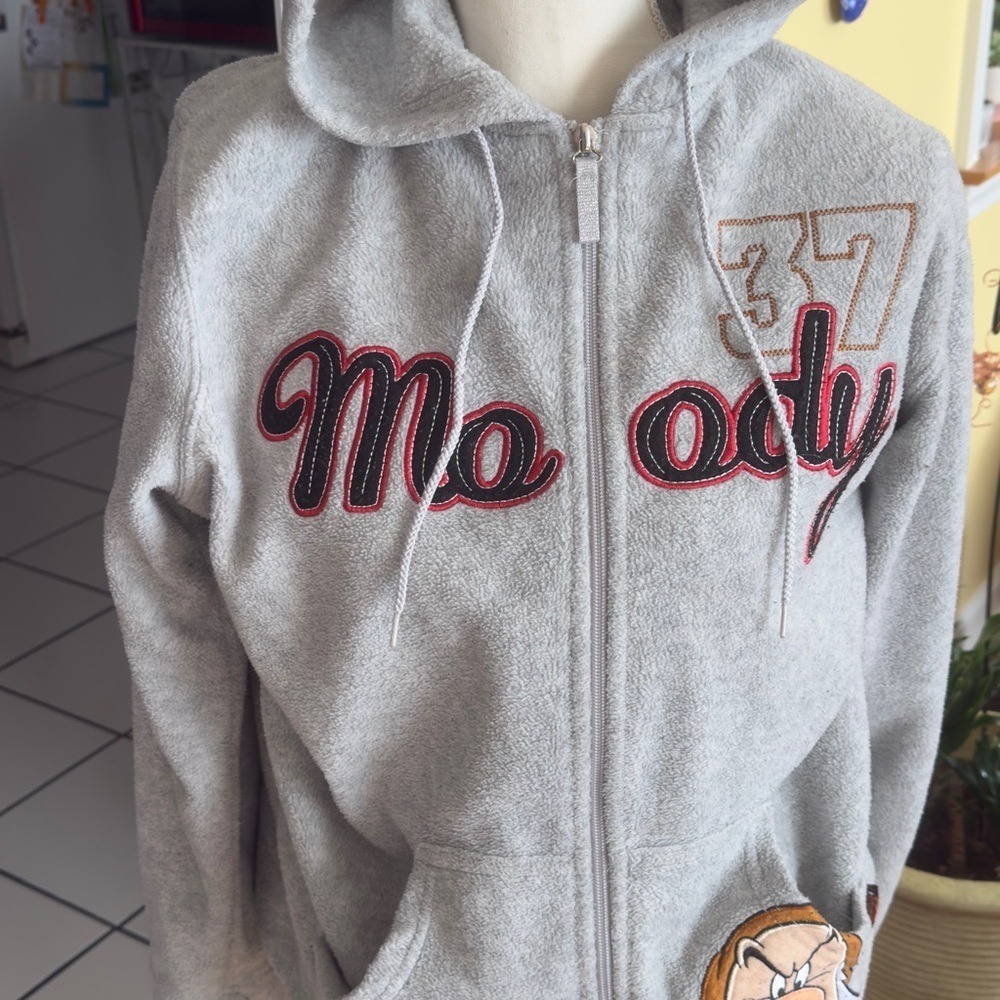 Disney Grumpy Moody Hooded Zip-Up Sweatshirt is a fleece zip-up hoodie